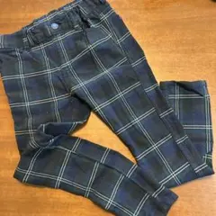ネイビー系チェック スリムフィットパンツ
