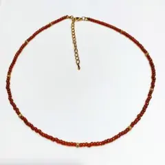ビーズネックレス ブラウン系 ゴールド チョーカーアジャスター付き