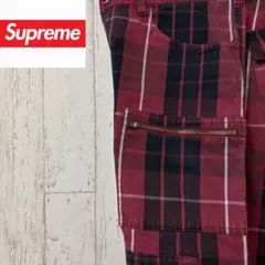 【激レア】SUPREME シュプリーム　カーゴパンツ　チェック　刺繍　完売モデルのサムネイル