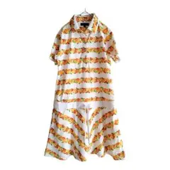キャロウェイ ゴルフウェア ポロワンピース フルーツ柄 オレンジ L 総柄 半袖