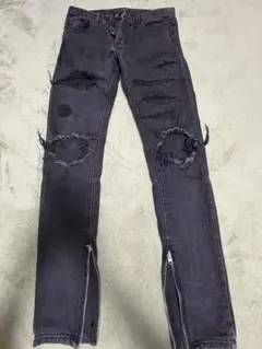 mnml ダメージデニム ジップパンツ ブラックのサムネイル