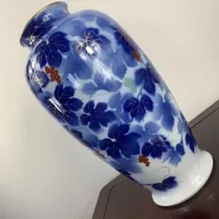 【宮内庁御用達】深川製磁 有田焼 瑠璃金彩 葡萄文 大型花瓶 飾り壺 宮内庁御用達】②深川製磁 有田焼 瑠璃金彩 葡萄文 大型花瓶 飾り壺