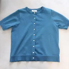 SEASON REASON サマーニット カーディガン 青 Mサイズ 半袖 夏服