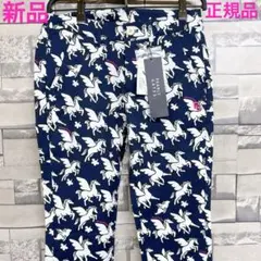 パーリーゲイツ パンツ ネイビー×白 ユニコーン総柄 M 新品 正規品