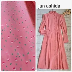 jun ashida ジュンアシダ　花柄　ワンピース　ドレス　シルク100% jun ashida ジュンアシダ 花柄 ワンピース ドレス シルク100