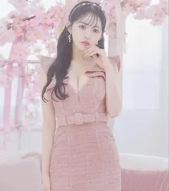 【値下げ交渉歓迎】Jewels ビジューラメツイードフリルドレス