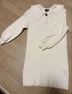 キッズ　襟付きニットワンピ　アイボリー　フォーマル