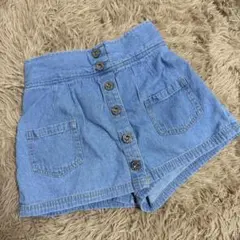 デニム　ボタン付きスカートパンツ　150