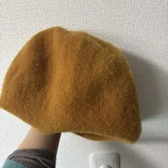ウール マスタード色 ベレー帽　3way