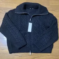 GU ケーブルニットブルゾン　M 今季　ブラック　新品
