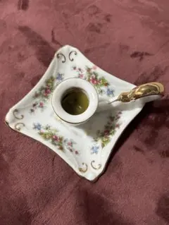 昭和レトロ 陶磁器 燭台 キャンドルスタンド 金彩 花柄 日本製
