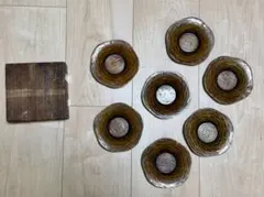 黄釉 小皿 七客揃 共箱付き／向付・小鉢