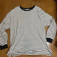 GLOBAL WORK 白黒ストライプ 長袖Tシャツ　黒ボーダー　古着