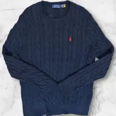 極美品 POLO RALPH LAUREN ケーブルニットセーター 赤ポニー