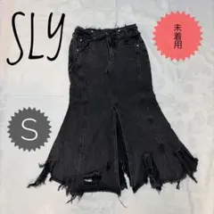 SLY JEAN ブラックデニムスカート フリンジ付き　Sサイズのサムネイル