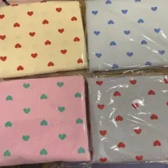 ハート柄リブニット生地4点セット