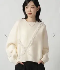 6ゲージフリンジジャガードニットプルオーバー　LAKOLE