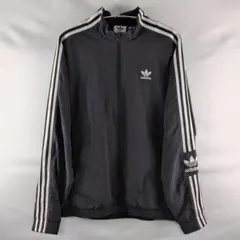 【アディダス】 LOCK UP ナイロンジャケット 黒 XL 韓国古着 刺繍ロゴ