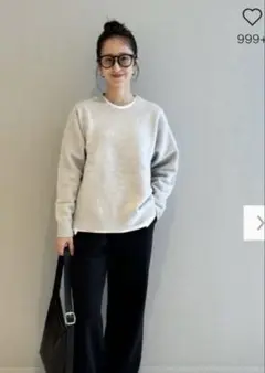 UNIQLO スフレヤーン クルーネックセーター　サイズXL ライトグレー