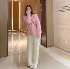 裏起毛 ワイドパンツ ホワイト フリーサイズ 極暖 高品質 厚手 冬用 裏ボア