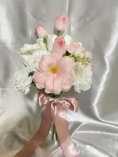 ウェディングブーケ ブライダル 韓国 造花 ブートニア付き