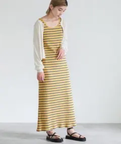 【美品】select MOCA ２WAYボーダーリブマキシワンピース マタニティ