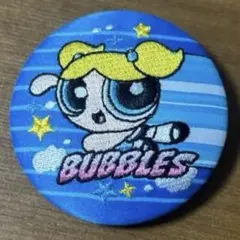 パワーパフガールズ　刺繍缶バッジビスケット　バブルス