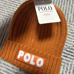 新品　48cm POLO baby オレンジニット帽　オシャレ赤ちゃん