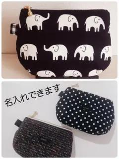 象　名入れ　ポーチ 動物　ぞう