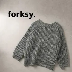 フォルクシー 半袖ニット セーター F グレー ショート丈 ボリュームスリーブのサムネイル