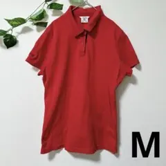 ポロシャツ 半袖 肩刺繍 コットン レッド 赤 M/Mサイズ 企業系Tシャツ