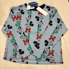 ミッキー　薄手長袖ロンt ロングtシャツ 総柄　ブルー　青色　120cm