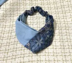 «776»クロスターバン*ヘアーバンド*大人っぽいお洒落*デニム生地