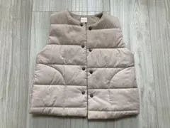 キッズ ベージュ ボタン付きダウンベスト　95cm