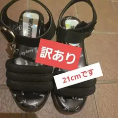【訳あり、他の靴と同梱なら無料】２１cmANAP　Girl　ハートサンダル黒のサムネイル