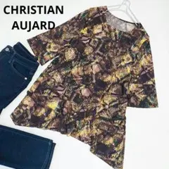 美品　CHRISTIAN AUJARM　総柄　Aラインチュニック　15号　日本製のサムネイル