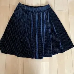 ★秋のフレアスカート　ベルベット　ドット柄　光沢あり　M〜L 160