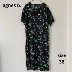 agnes b. アニエスベー クローバーフラワー柄ネックリボンワンピース38のサムネイル