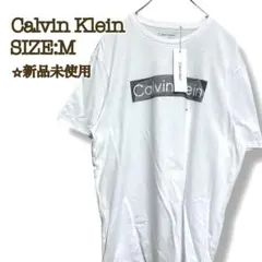 【新品】 カルバンクライン Tシャツ 白 M ボックスグラフィックロゴ