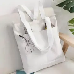 【訳あり品】新品未使用 キャンバストートバッグ 白 大容量 ショルダー A4対応