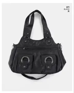 wonderwonder ビンテージポケットレザーショルダーバッグ 黒