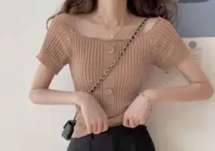 グレイル　オフショル　半袖ニット　カットソー新品