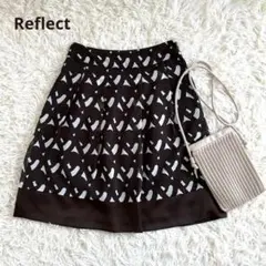 Reflect リフレクト ひざ丈フレアスカート シフォン 幾何学模様 通勤