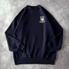 90s【UK製仕様】オックスフォード大学／カレッジ刺繍スウェット［3XL相当］紺