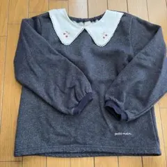 petit main さくらんぼ刺繍襟付きトレーナー 130cm