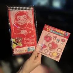 おさるのジョージ ハンドタオル＆ぷるぷくジェムシール 2点セット