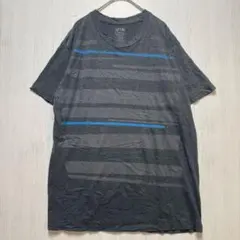 アプトナイン Tシャツ クルーネック L 半袖 ボーダー 灰色 綿 インポート