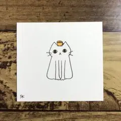 【1199】【白猫の絵】オリジナル手描きアナログイラスト原画　自作創作アート作品