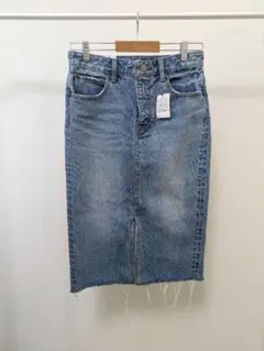AZUL BY MOUSSY ミディ丈フロントスリットデニムスカート ライトブルのサムネイル