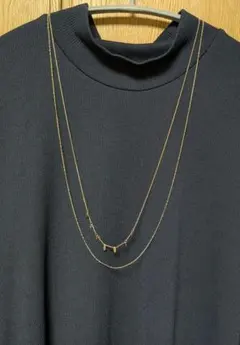 リーフモチーフ 2連風 ネックレス ゴールド